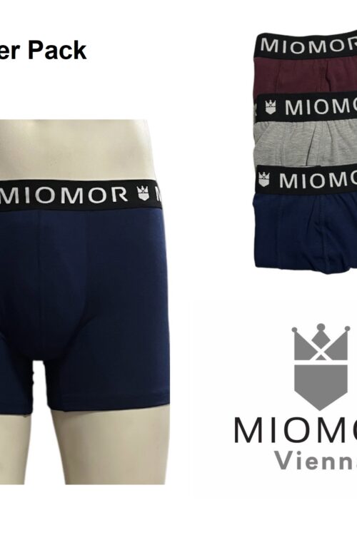 MIOMOR Herren Boxershorts, 3er Pack, Baumwolle, Rot-Grau-Blau